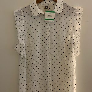 Ladies Anne Klein poke a dot blouse size large